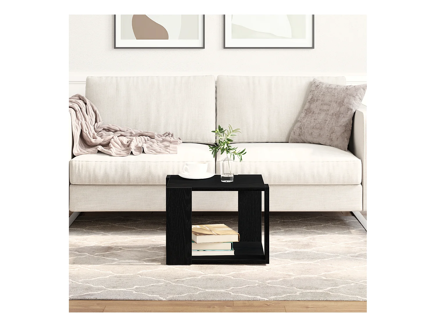 Mesa de centro de roble negro 40x40x30 cm Madera reconstituida