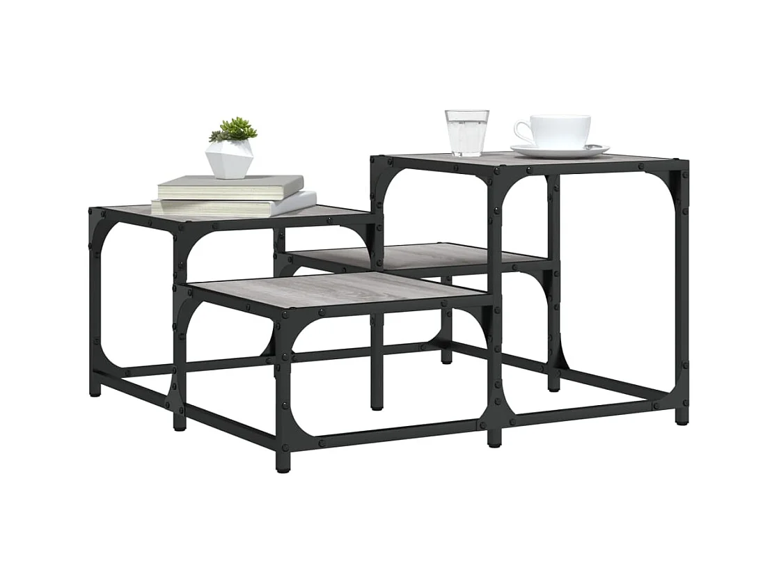 Tavolino Sonoma grigio 68x68x40 cm in legno ingegnerizzato