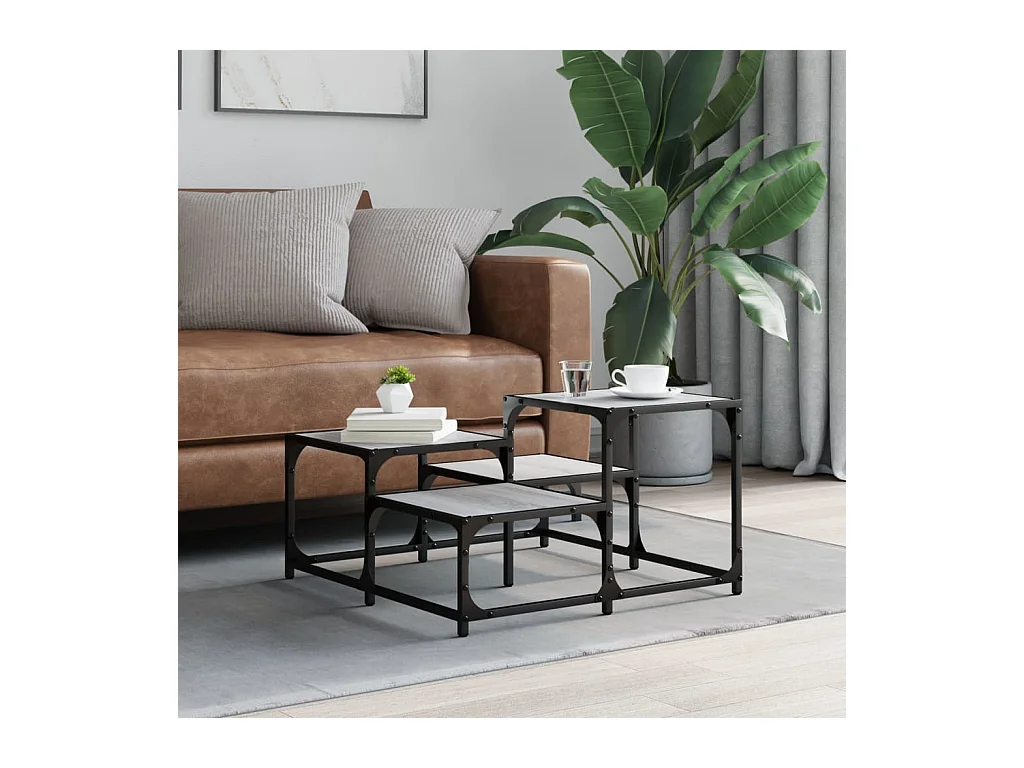 Tavolino Sonoma grigio 68x68x40 cm in legno ingegnerizzato