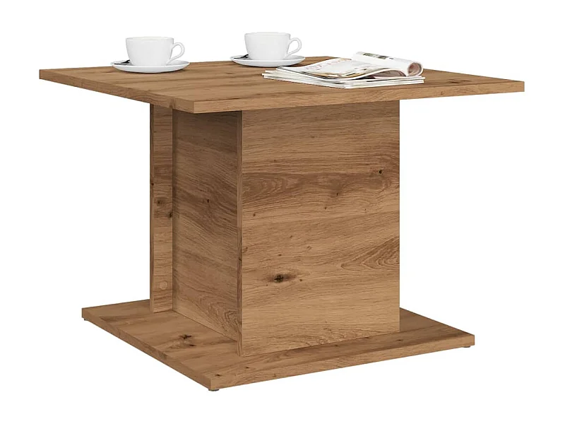 Table basse chêne artisanal 55,5x55,5x40 cm bois d'ingénierie