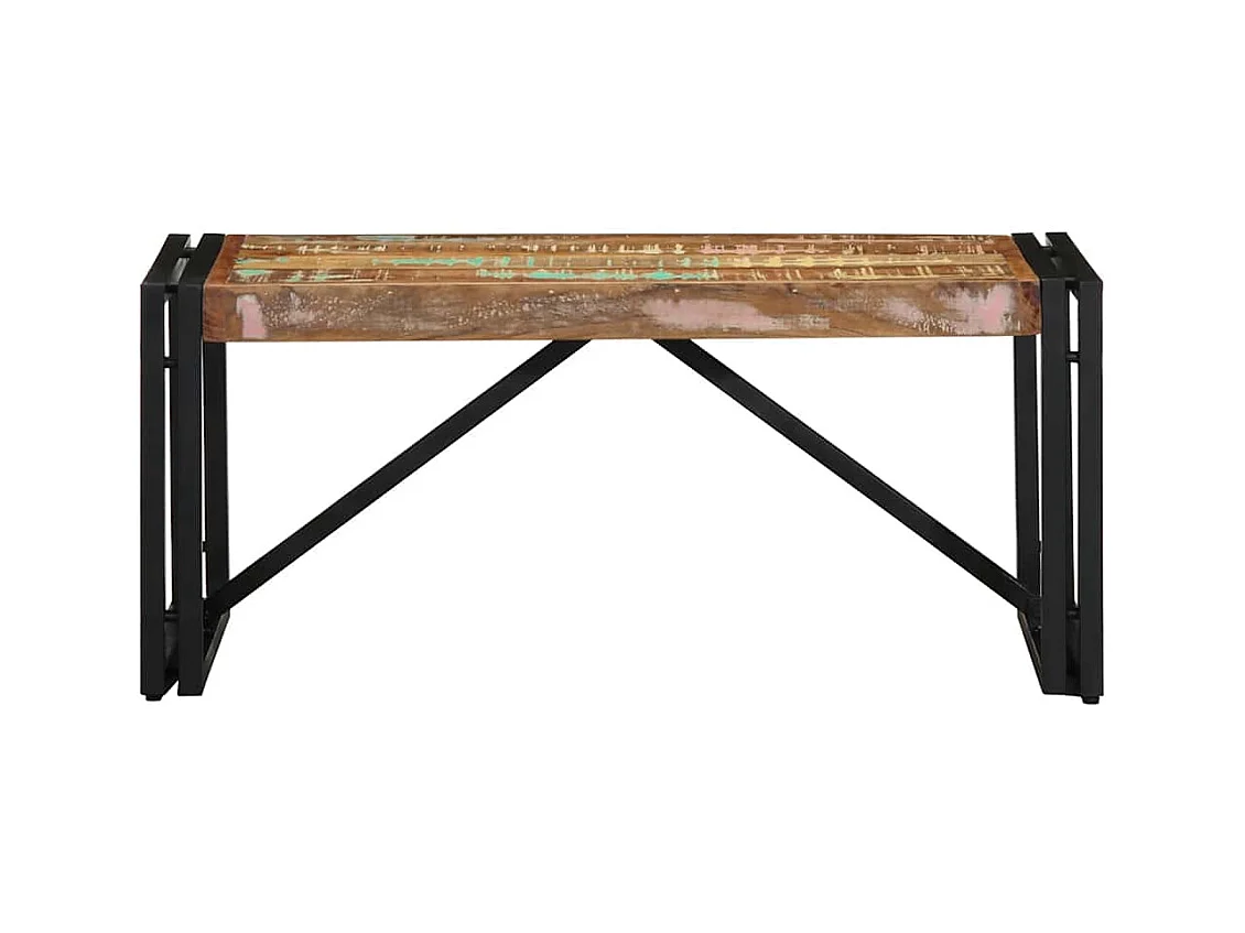 Tavolino multicolore 80x40x35 cm in legno massello di recupero