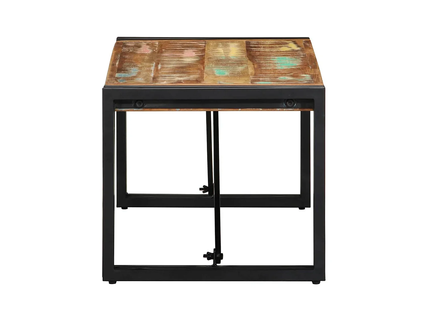 Tavolino multicolore 80x40x35 cm in legno massello di recupero