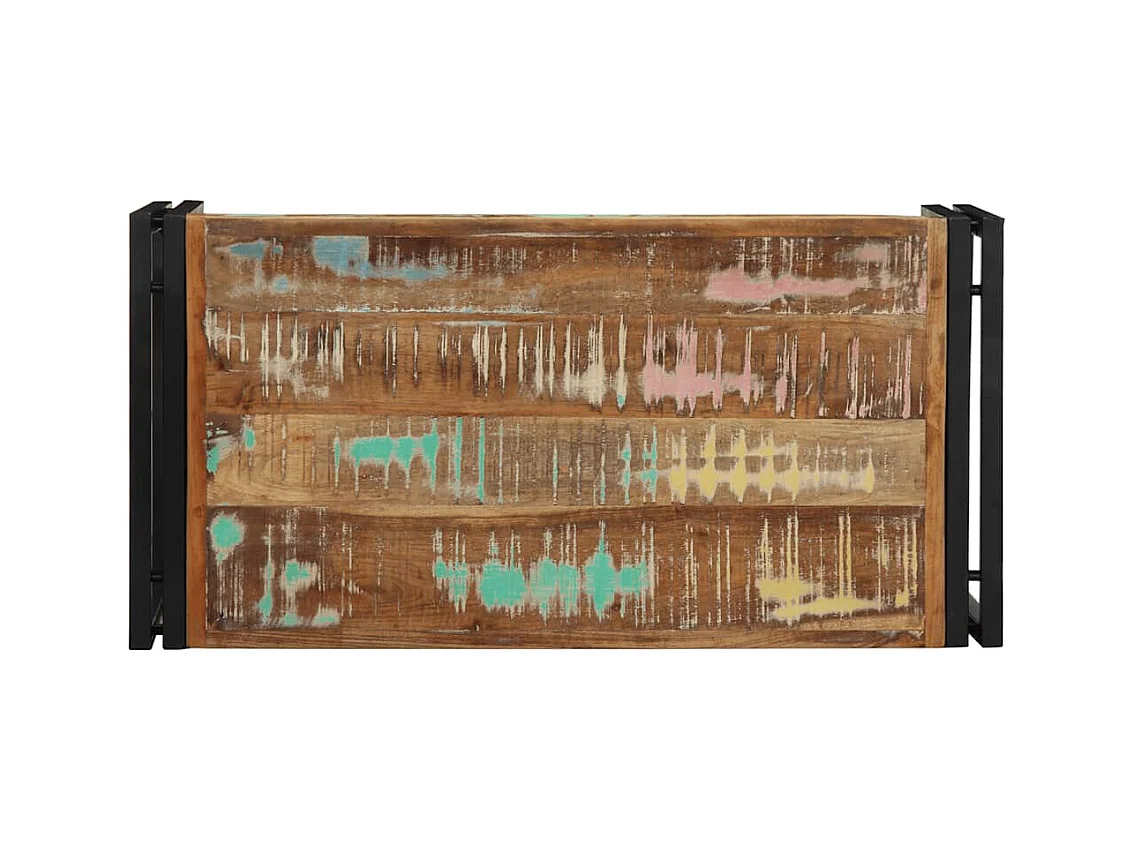 Tavolino multicolore 80x40x35 cm in legno massello di recupero