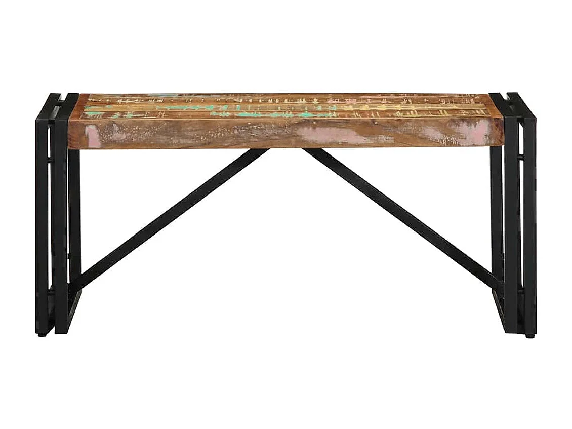 Table basse multicolore 80x40x35 cm bois de récupération massif