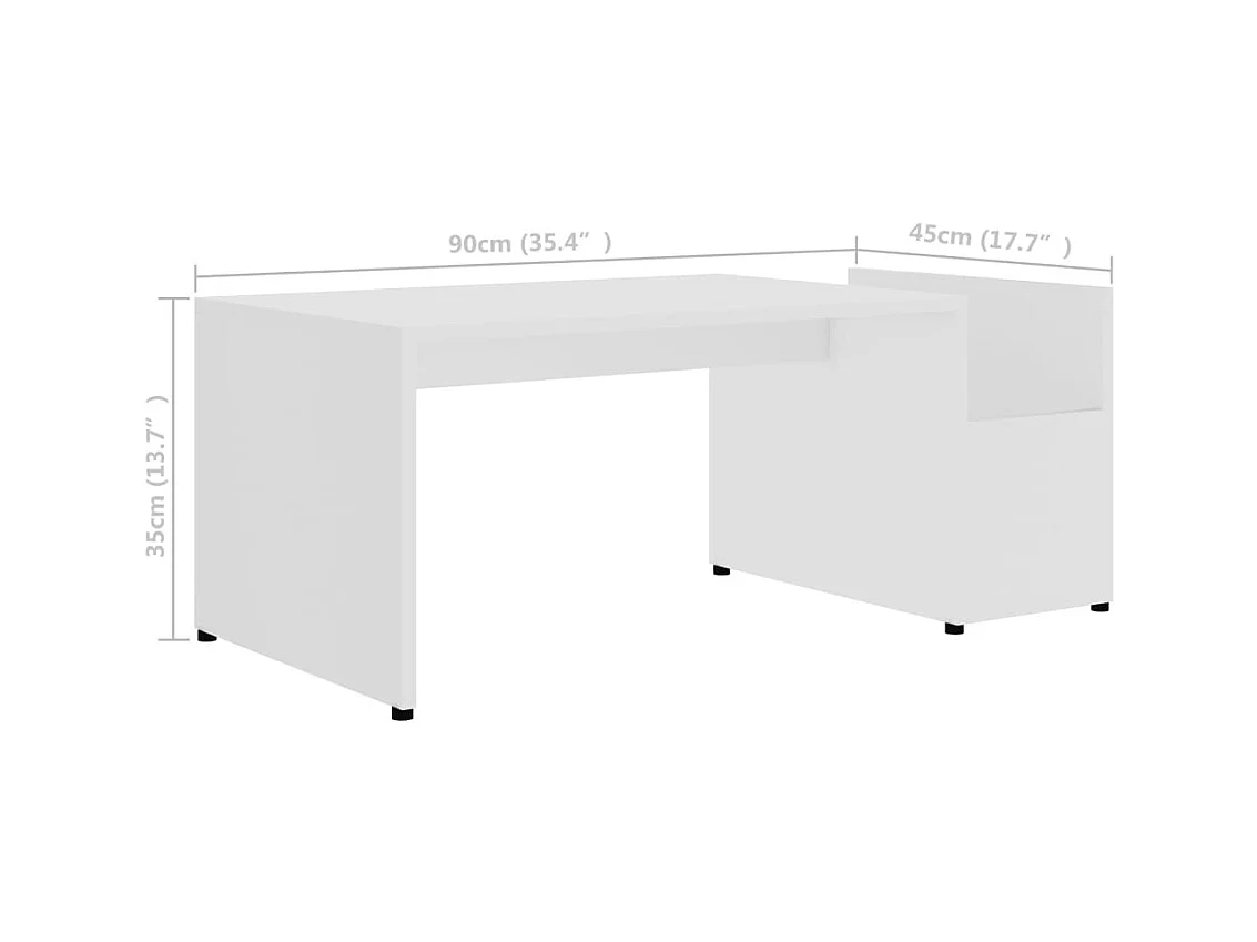 Table basse Blanc 90x45x35 cm bois d’ingénierie