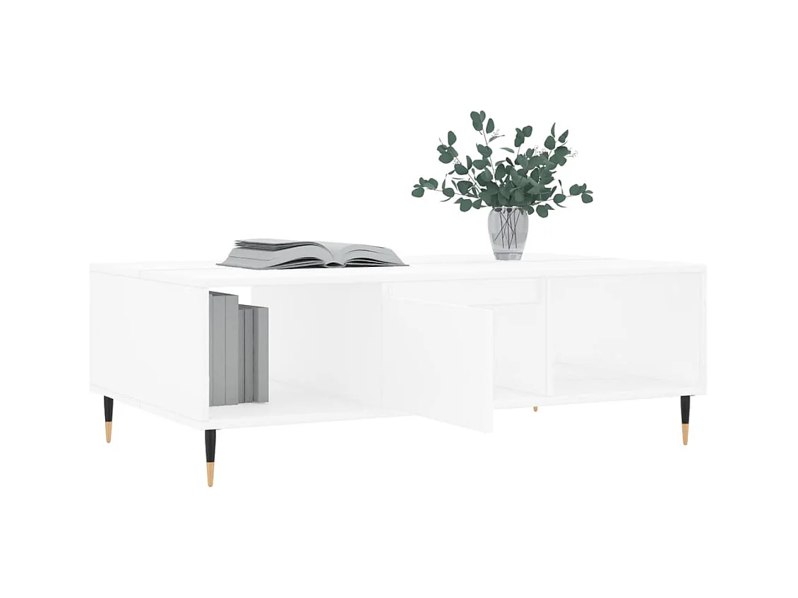 Table basse blanc 104x60x35 cm bois d'ingénierie