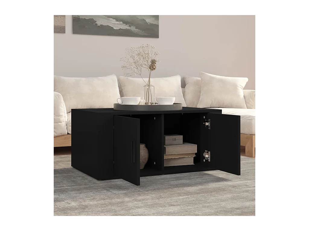 Table basse Noir 80x50x36 cm Bois d'ingénierie