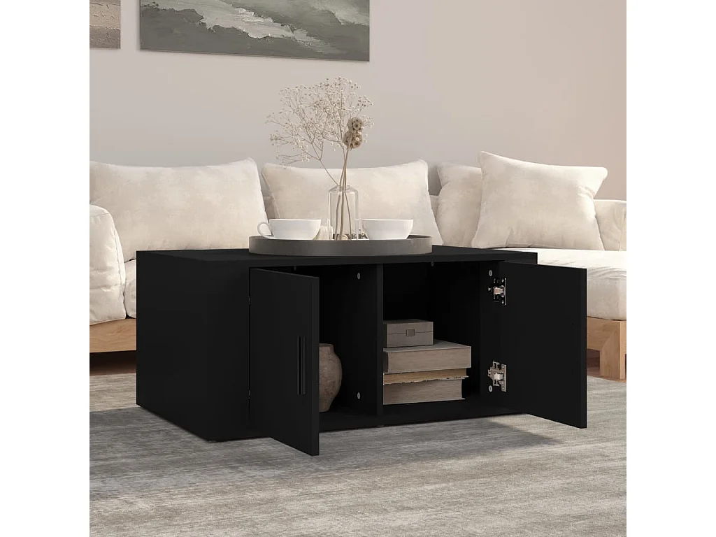 Table basse Noir 80x50x36 cm Bois d'ingénierie