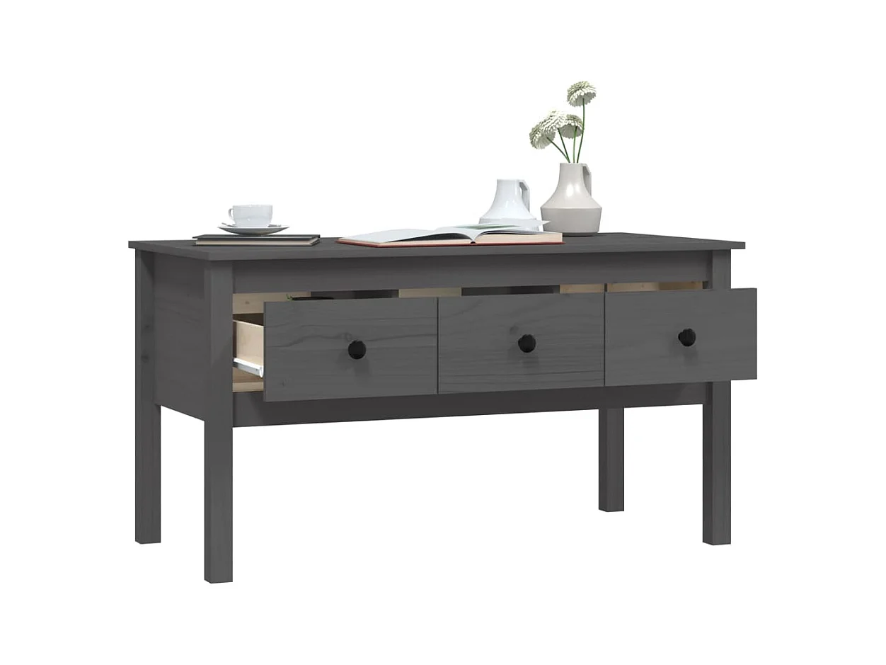 Table basse Gris 102x49x55 cm Bois massif de pin