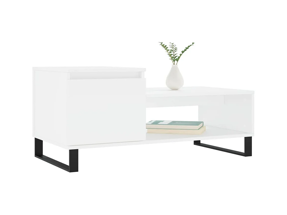 Table basse Blanc 100x50x45 cm Bois d'ingénierie