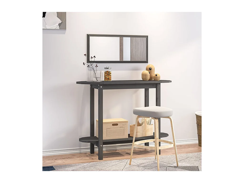 Tavolo consolle Grigio 110x40x80 cm Legno massello di pino