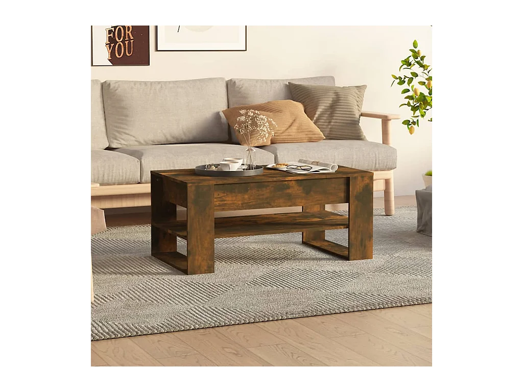 Table basse chêne fumé 102x55x45 cm bois d'ingénierie