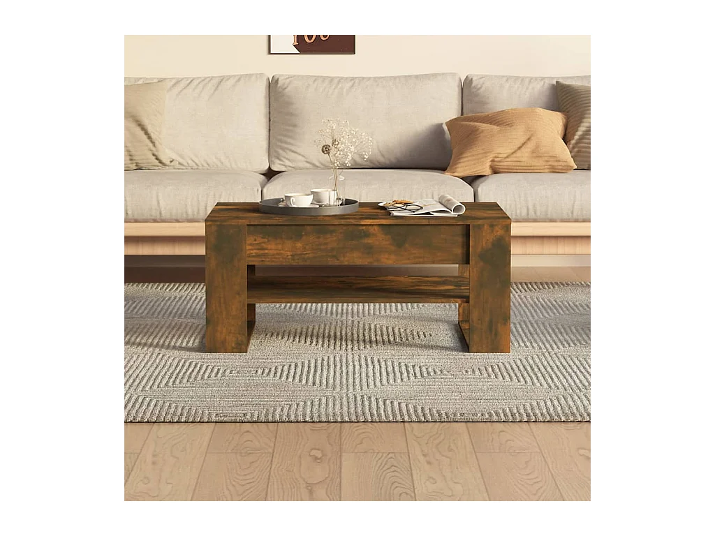 Table basse chêne fumé 102x55x45 cm bois d'ingénierie
