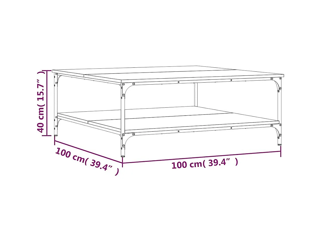 Table basse noir 100x100x40 cm bois d'ingénierie