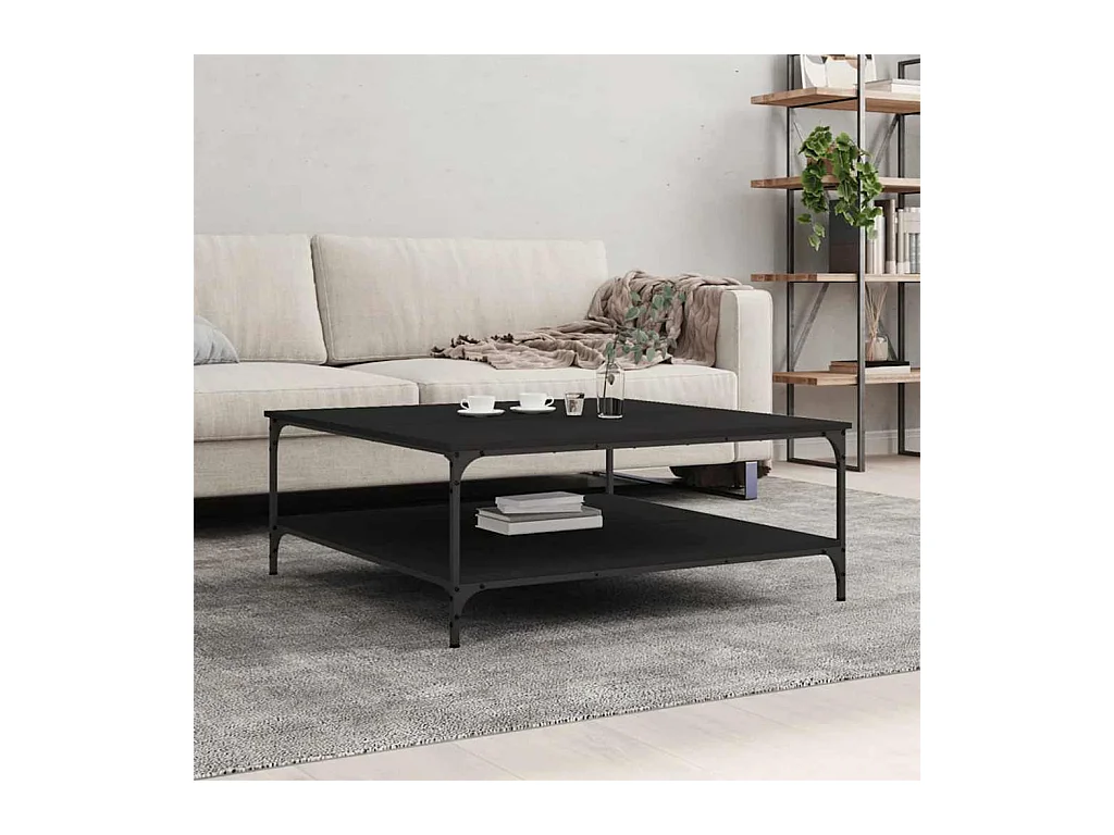 Tavolino nero 100x100x40 cm in legno ingegnerizzato