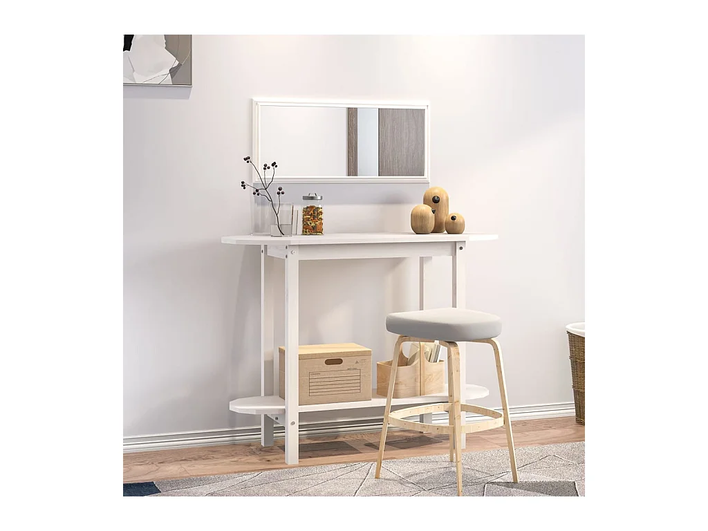 Table console Blanc 110x40x80 cm Bois massif de pin
