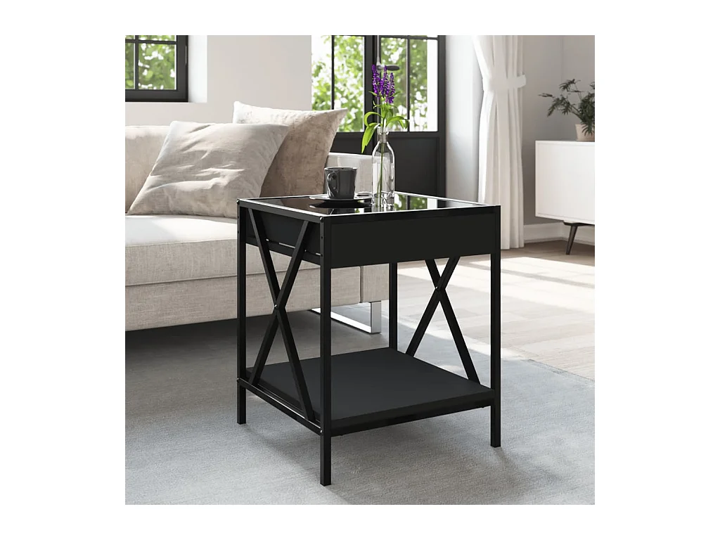 Table basse avec LED Infinity noir 40x40x49 cm