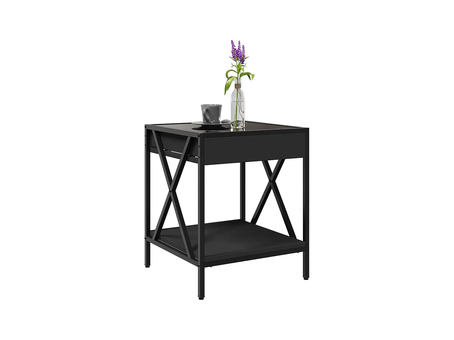 Table basse avec LED Infinity noir 40x40x49 cm