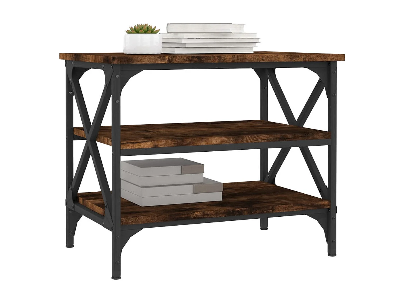 Mesa auxiliar de roble ahumado 55x38x45 cm Madera de ingeniería