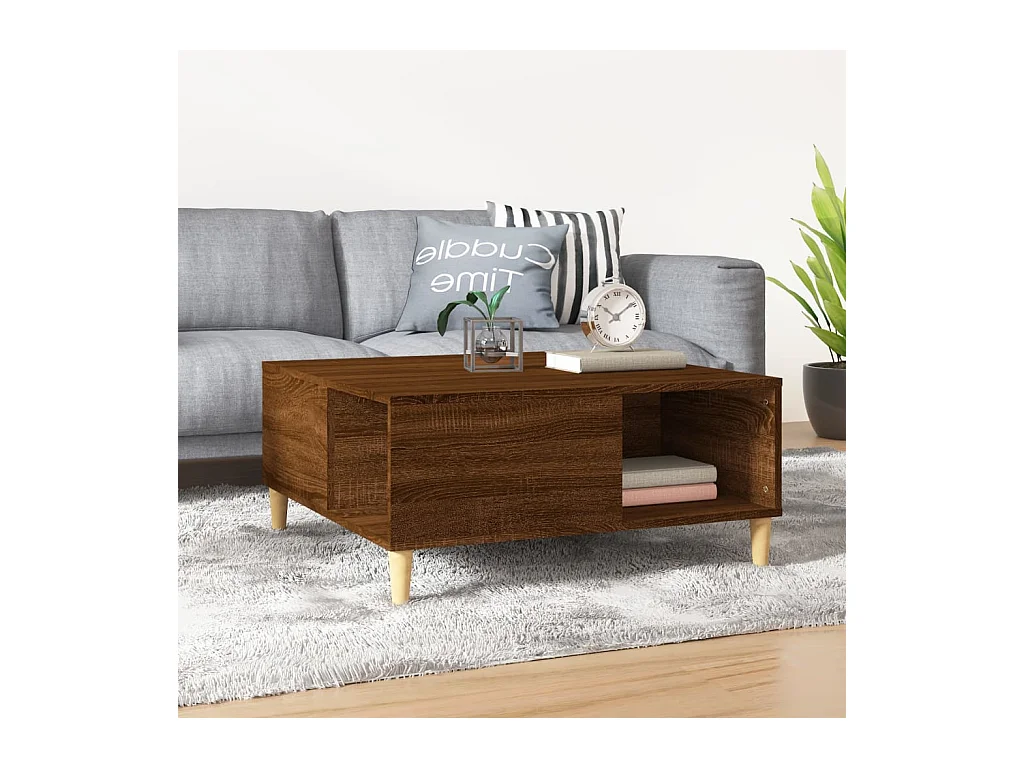 Table basse chêne marron 80x80x36,5 cm bois d'ingénierie