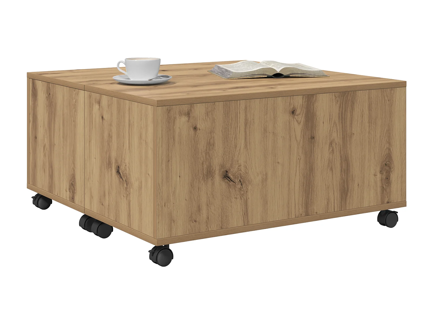 Tavolino da caffè in rovere fatto a mano 75 x 75 x 38 cm Legno ingegnerizzato