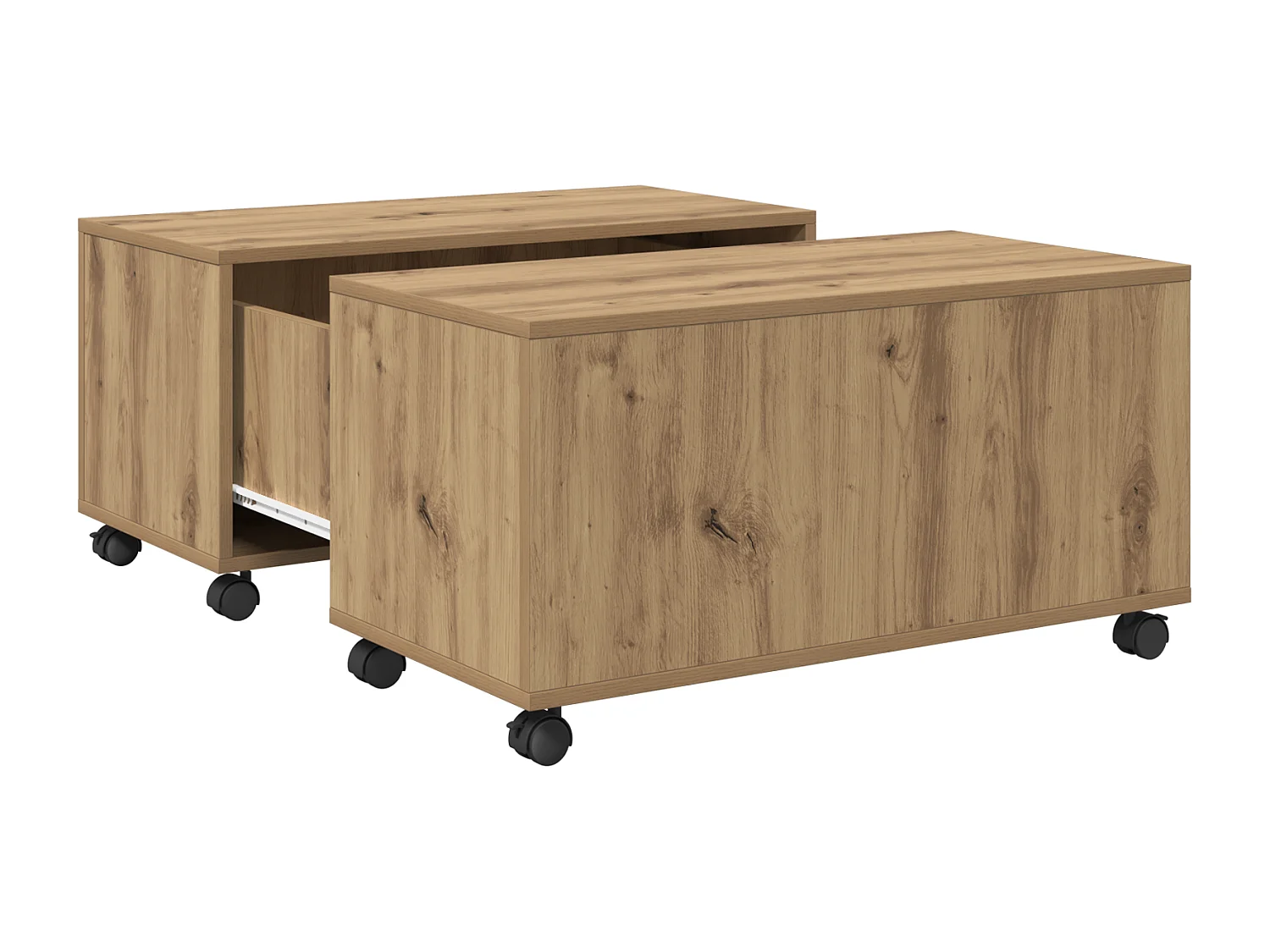 Tavolino da caffè in rovere fatto a mano 75 x 75 x 38 cm Legno ingegnerizzato