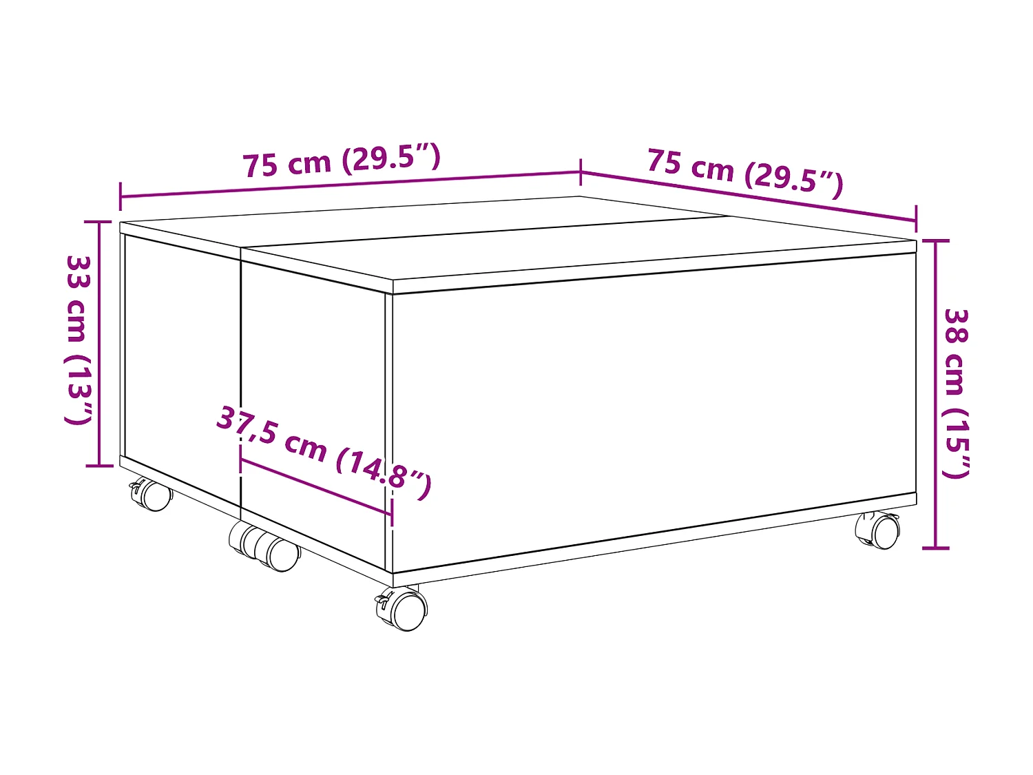 Tavolino da caffè in rovere fatto a mano 75 x 75 x 38 cm Legno ingegnerizzato