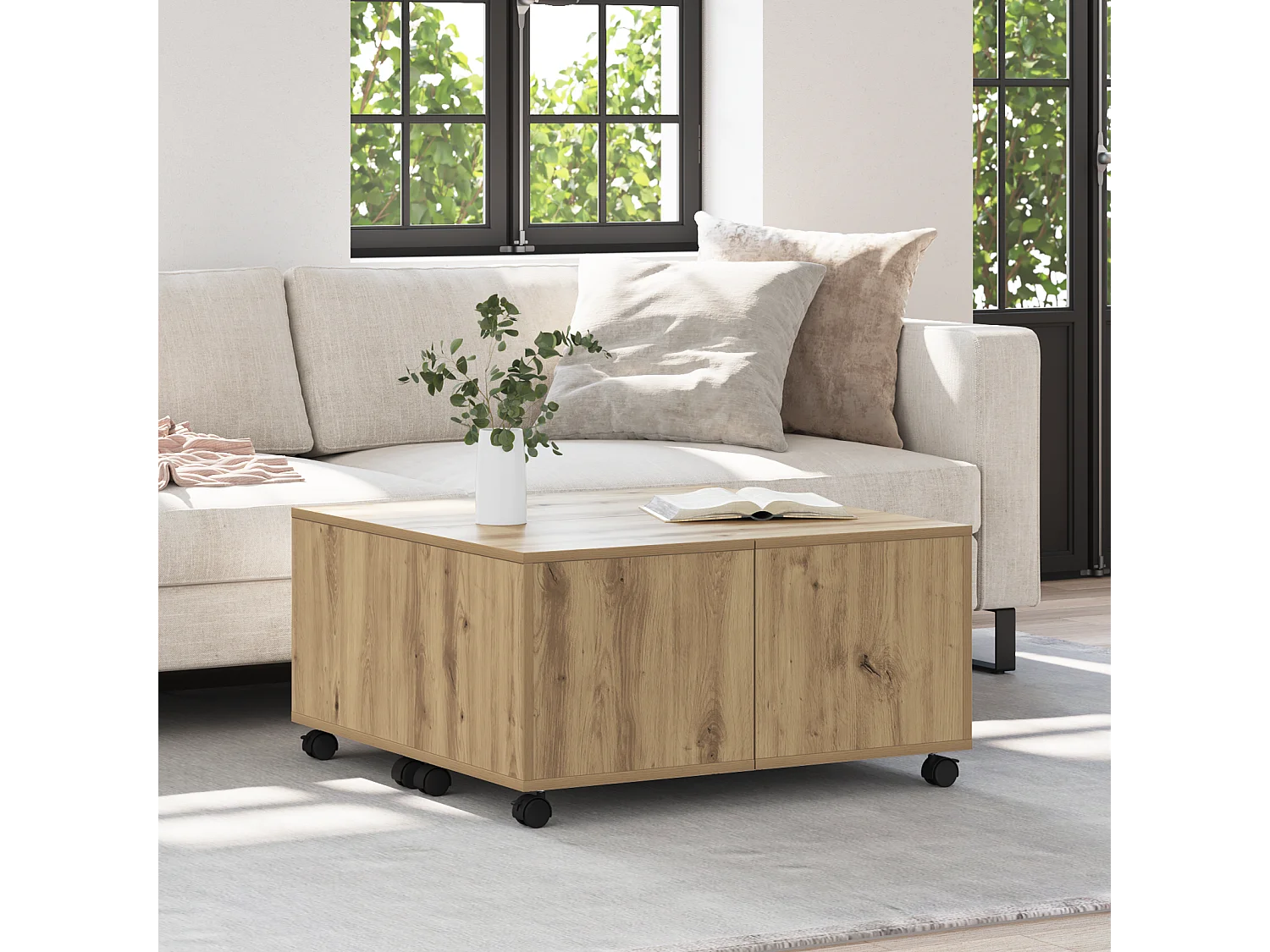 Handgemaakte eikenhouten salontafel 75 x 75 x 38 cm Technisch hout