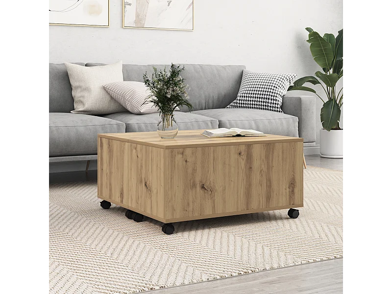 Handgemaakte eikenhouten salontafel 75 x 75 x 38 cm Technisch hout