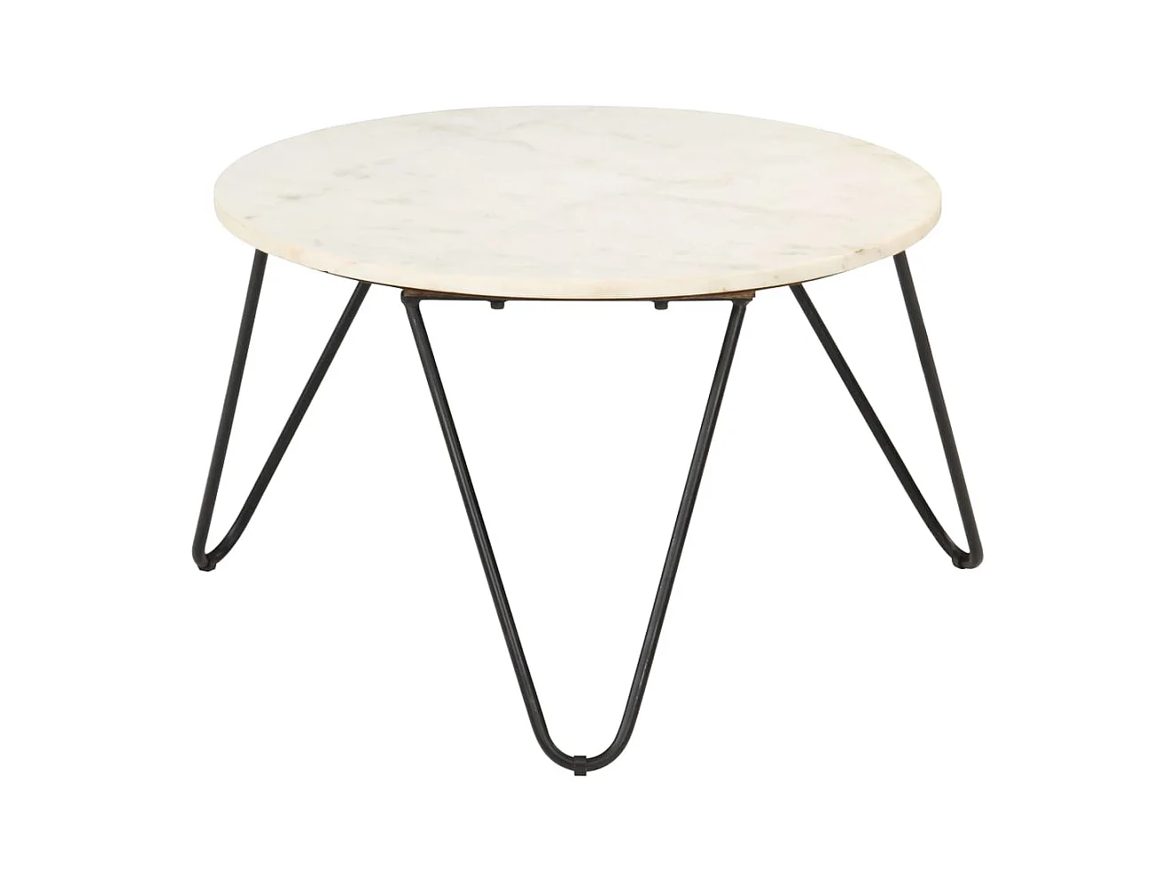 Table basse Blanc 65x65x42 cm Pierre véritable texture marbre