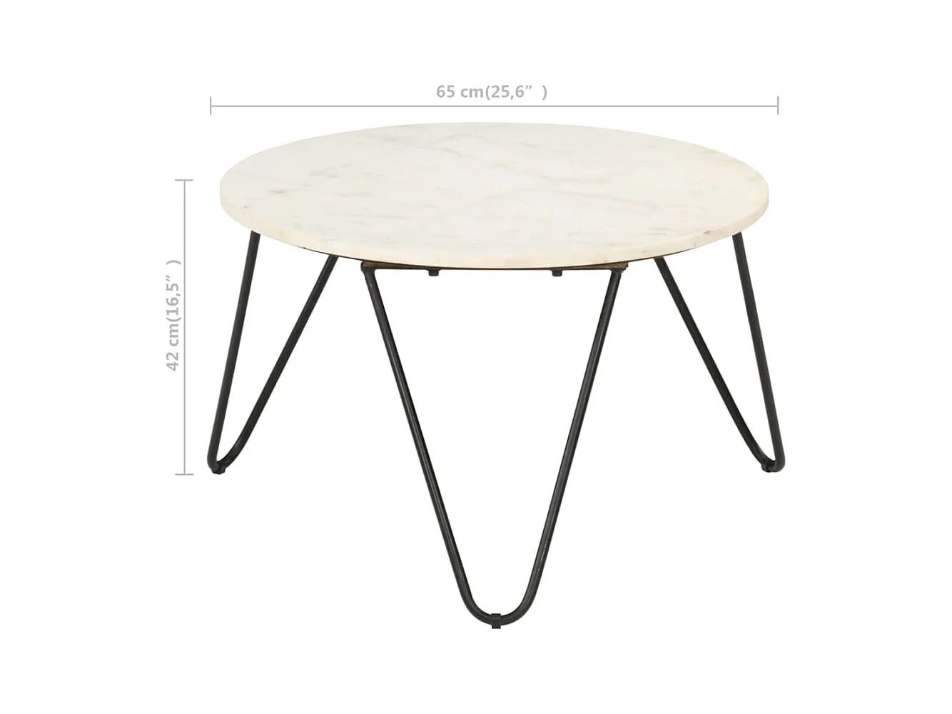 Table basse Blanc 65x65x42 cm Pierre véritable texture marbre