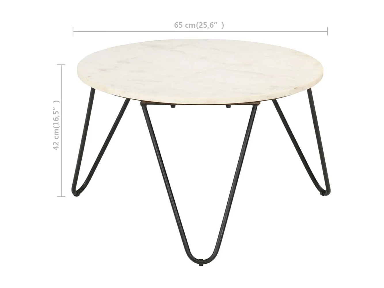 Table basse Blanc 65x65x42 cm Pierre véritable texture marbre