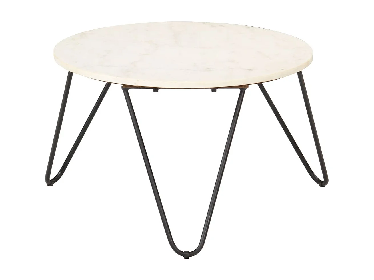 Table basse Blanc 65x65x42 cm Pierre véritable texture marbre