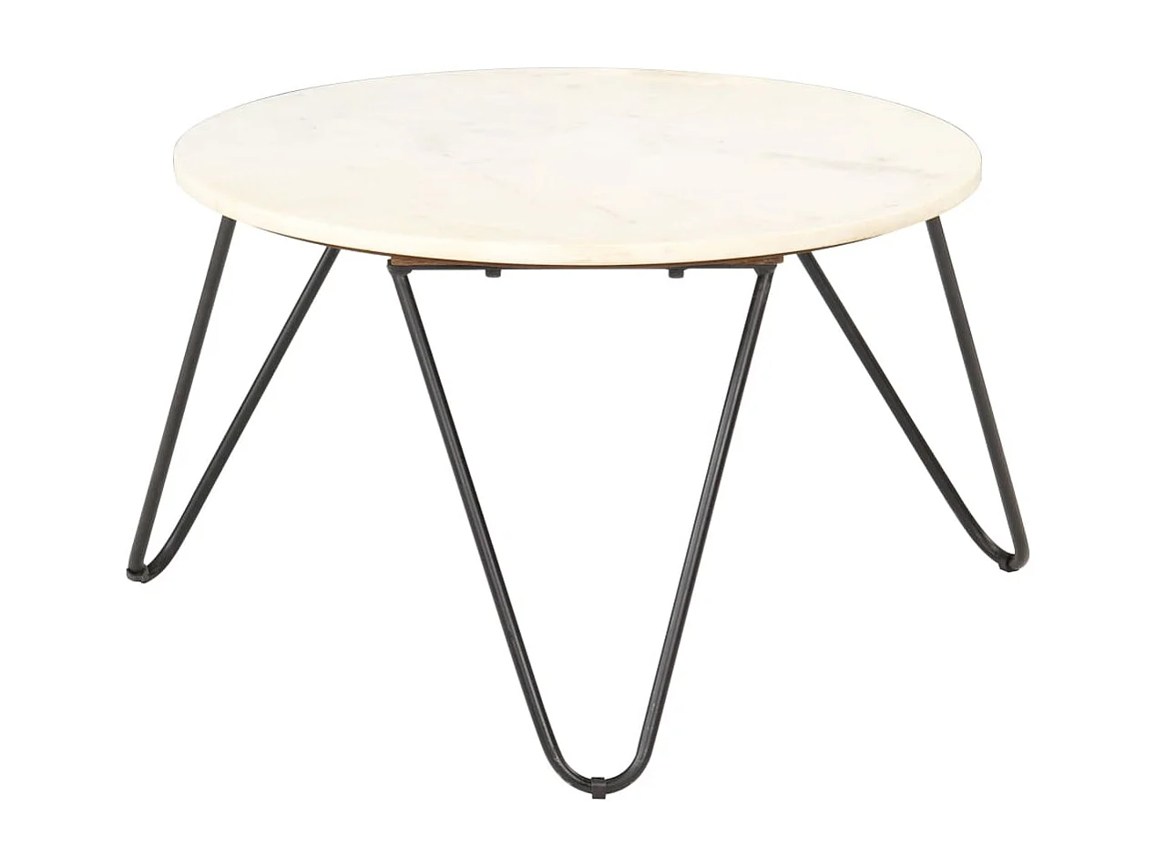 Table basse Blanc 65x65x42 cm Pierre véritable texture marbre