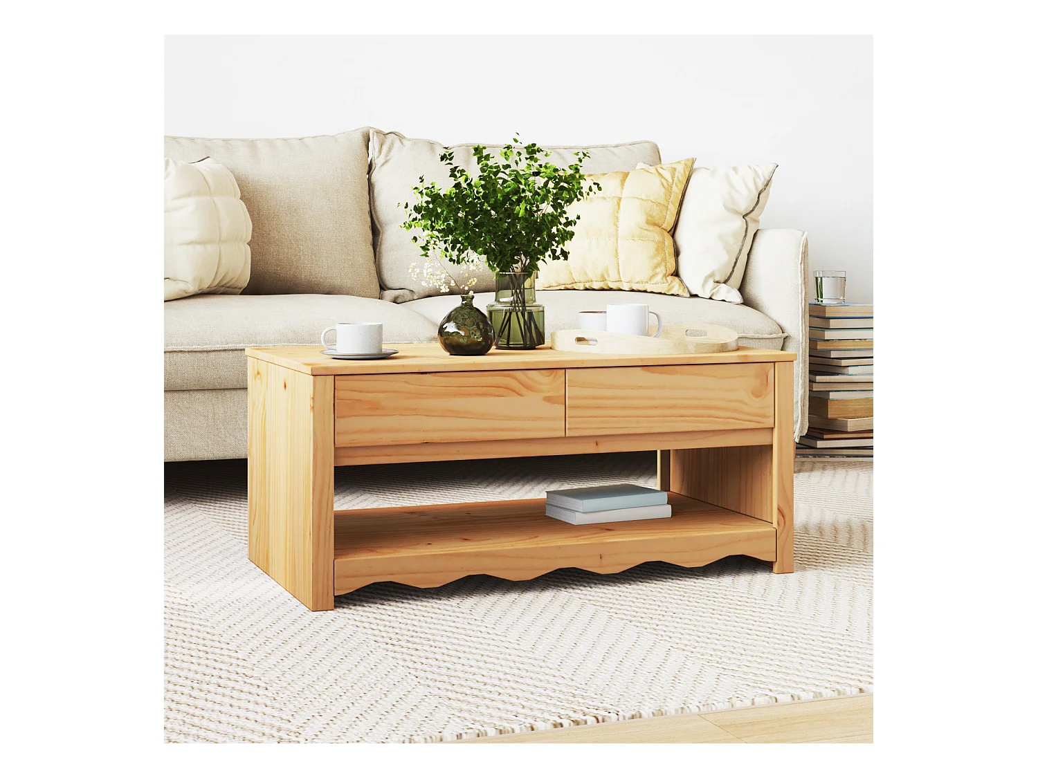 Table basse "DRAMMEN" 99x55x45 cm en bois massif de pin