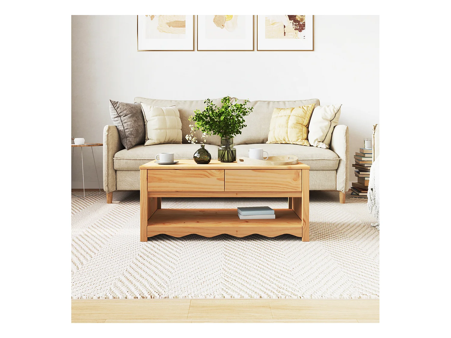 Table basse "DRAMMEN" 99x55x45 cm en bois massif de pin