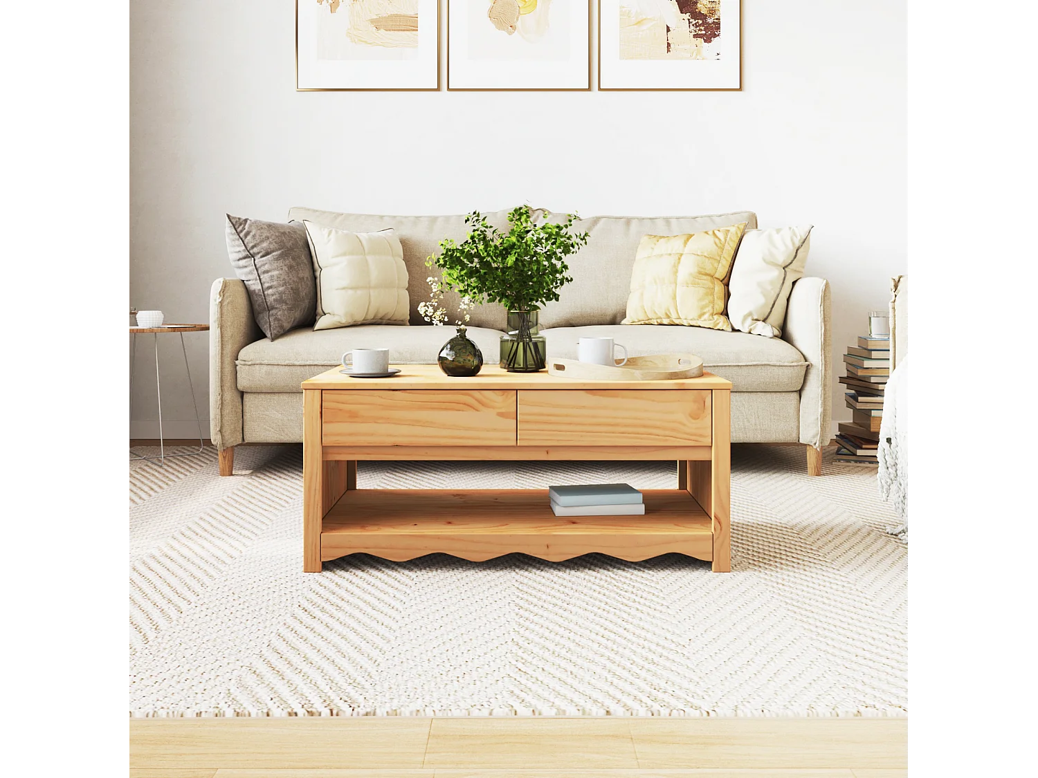 "DRAMMEN" salontafel 99x55x45 cm in massief grenenhout