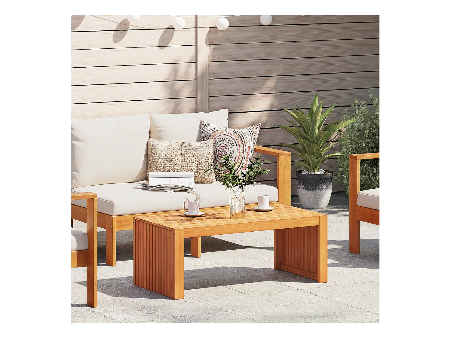 Table Basse de Jardin 90x45x35 cm Bois Massif Acacia