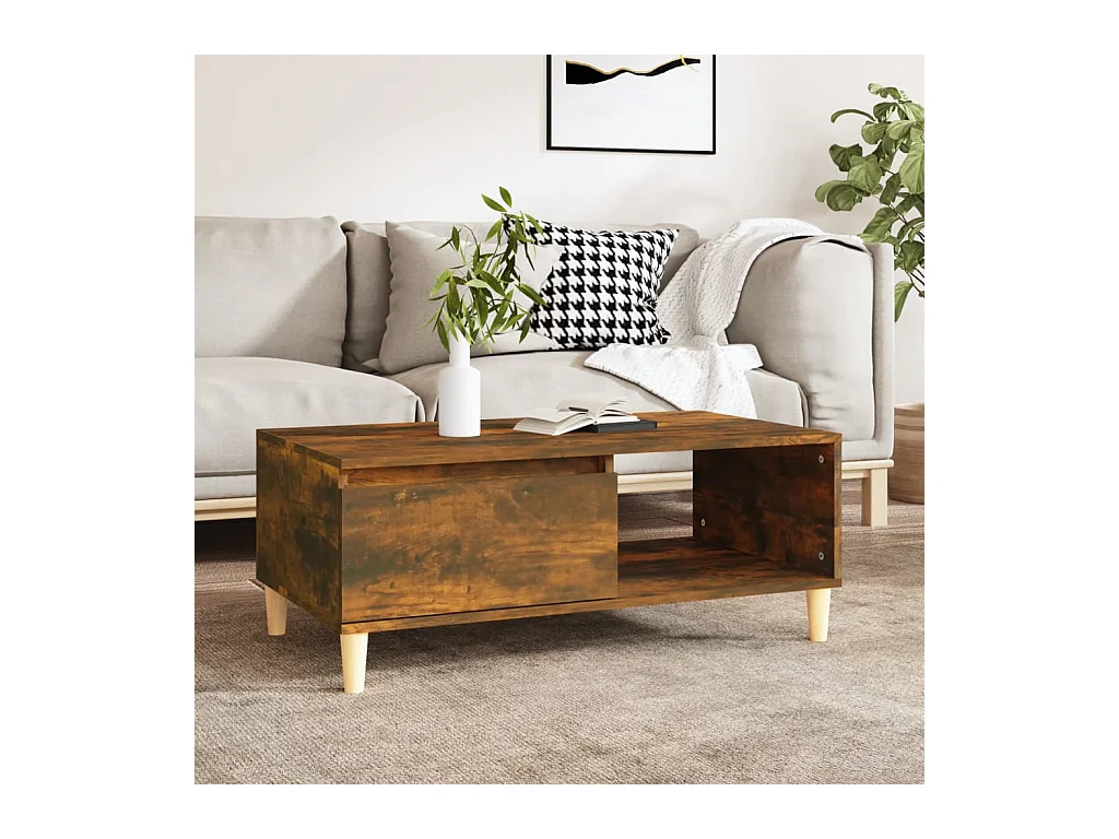 Table basse Chêne fumé 90x50x36,5 cm Bois d'ingénierie
