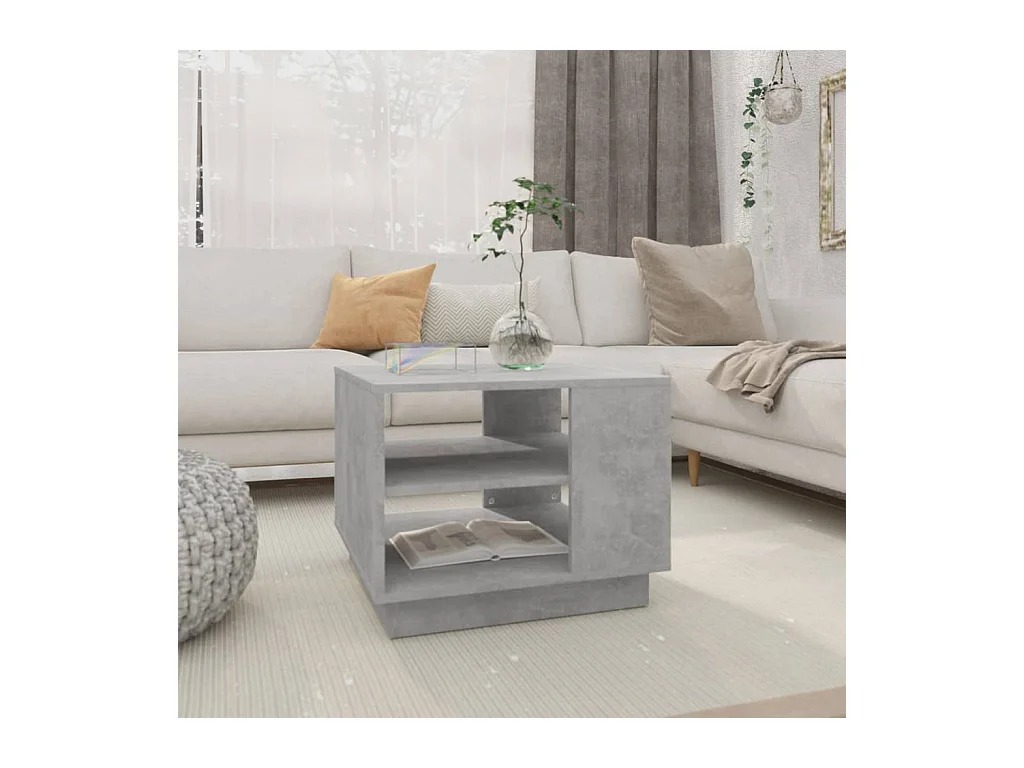 Betongrijze salontafel 55x55x43 cm bewerkt hout