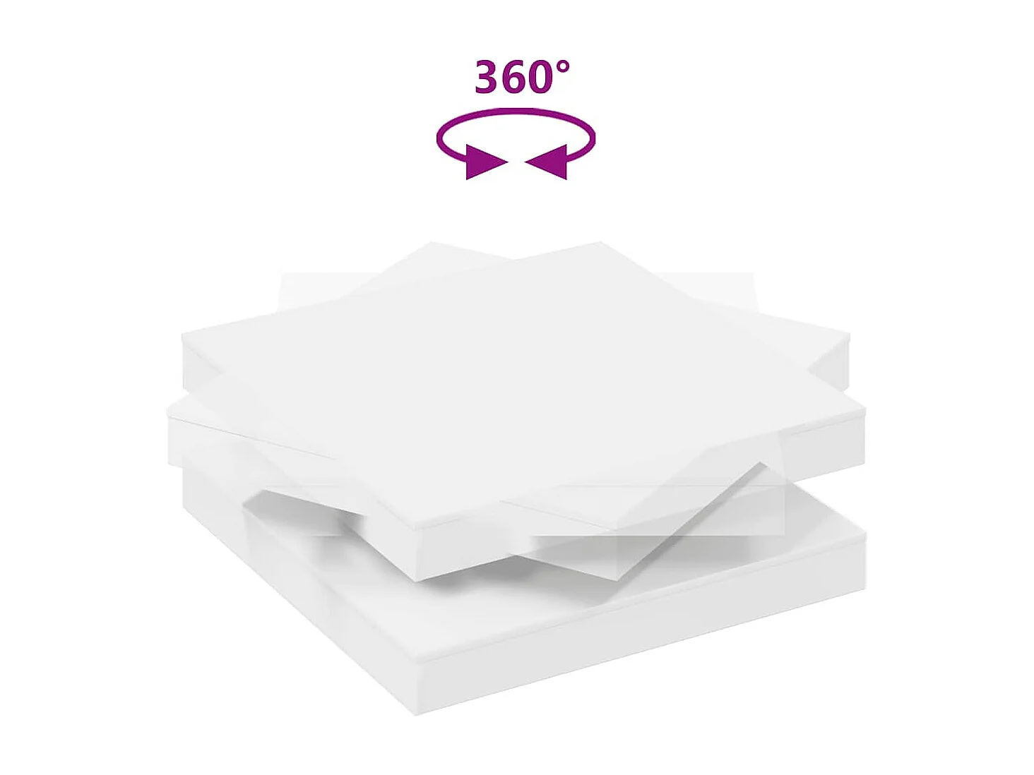 Table basse rotative à 360 degrés blanc 90x90x34,5 cm