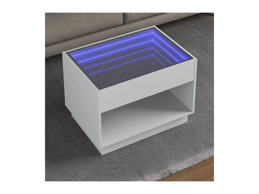 Table basse avec LED infini blanc 70x50x50 cm