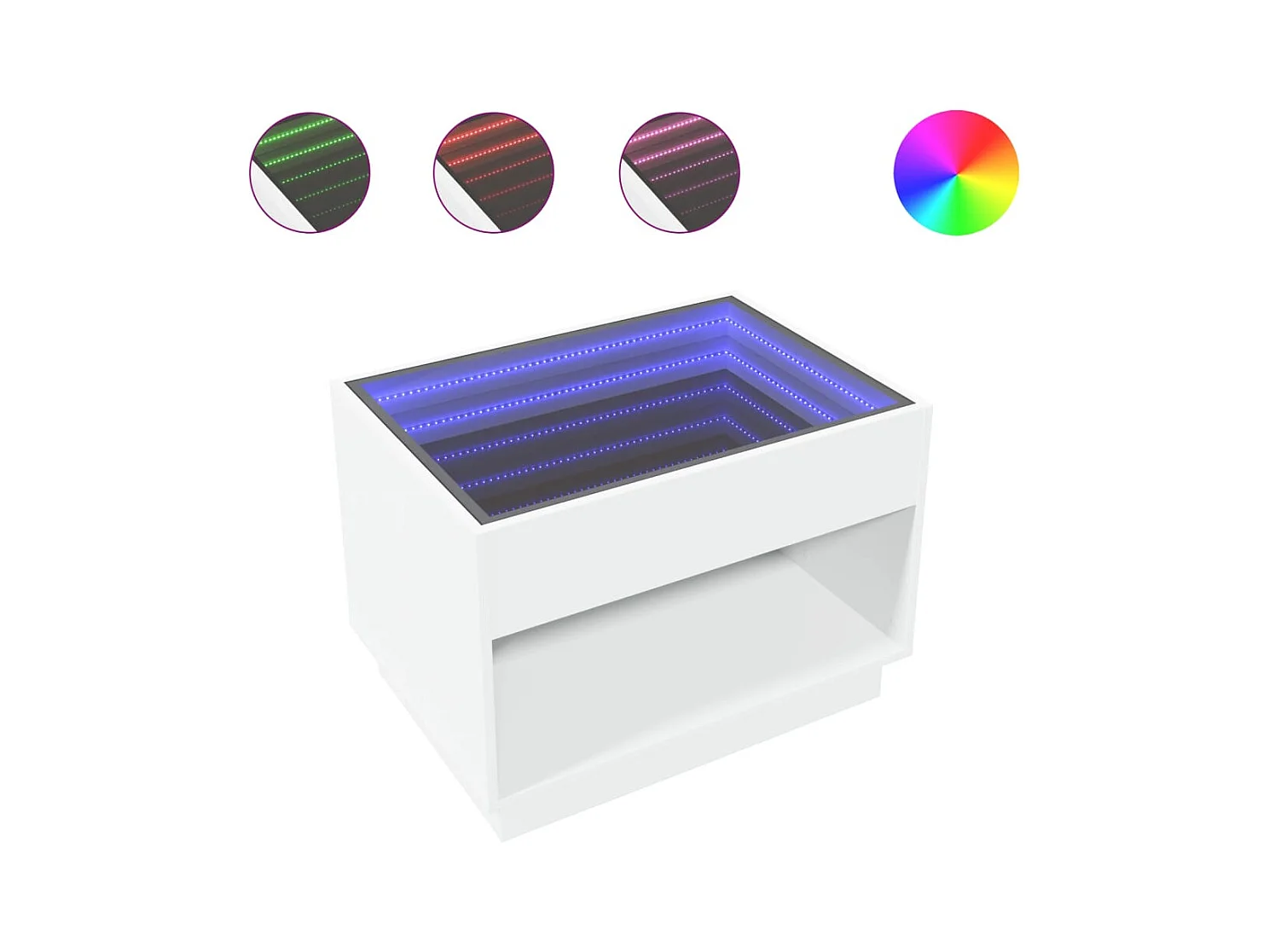 Table basse avec LED infini blanc 70x50x50 cm