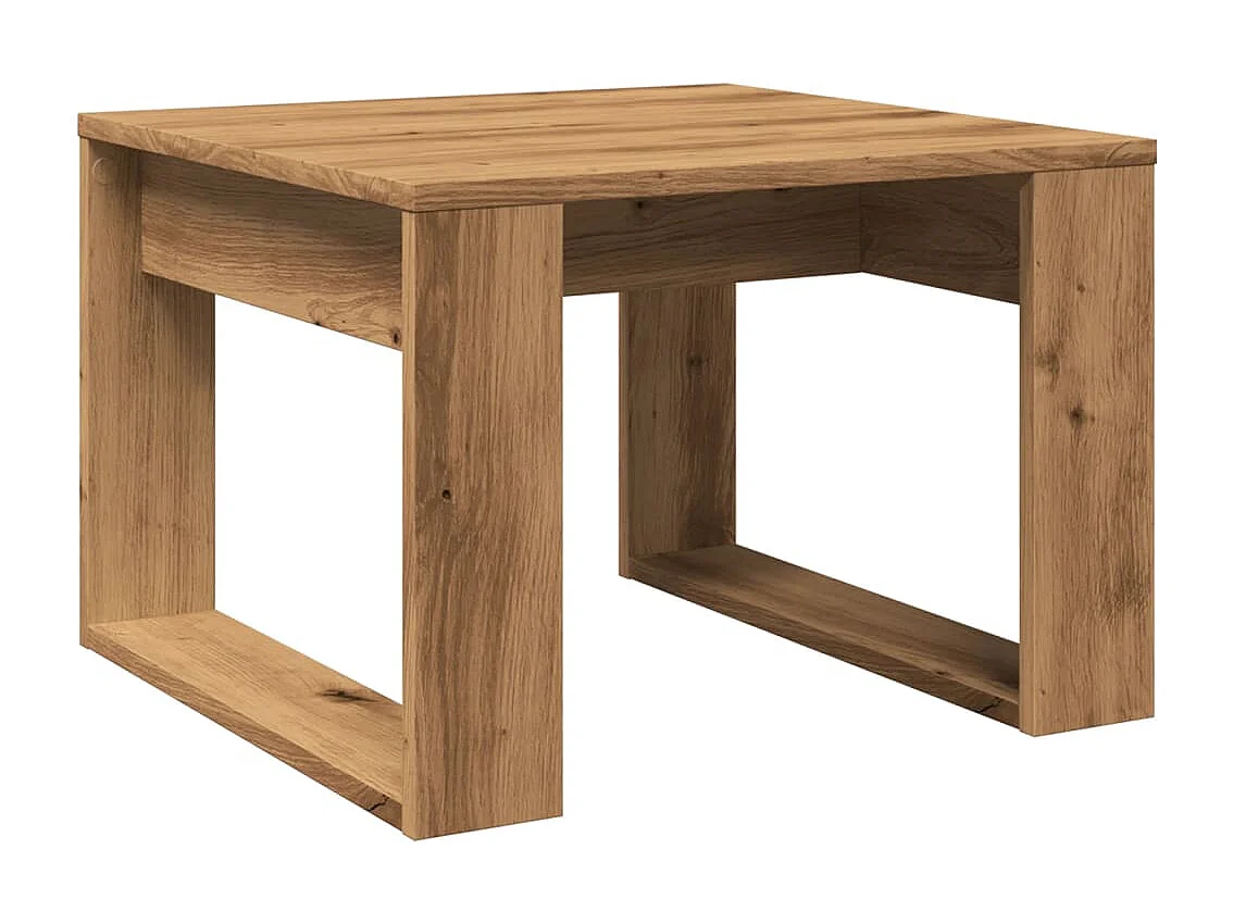 Table d'appoint chêne artisanal 50x50x35 cm bois d'ingénierie
