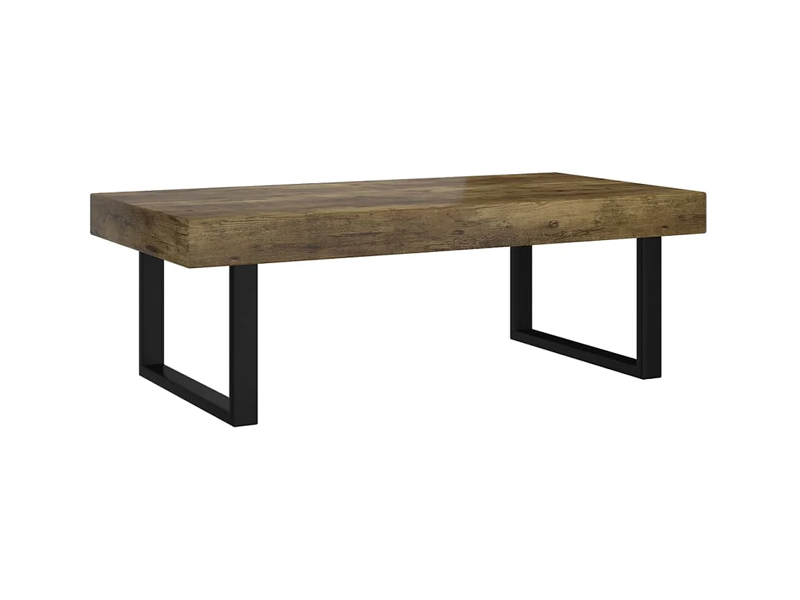 Table basse Marron foncé et noir 120x60x40 cm MDF et fer