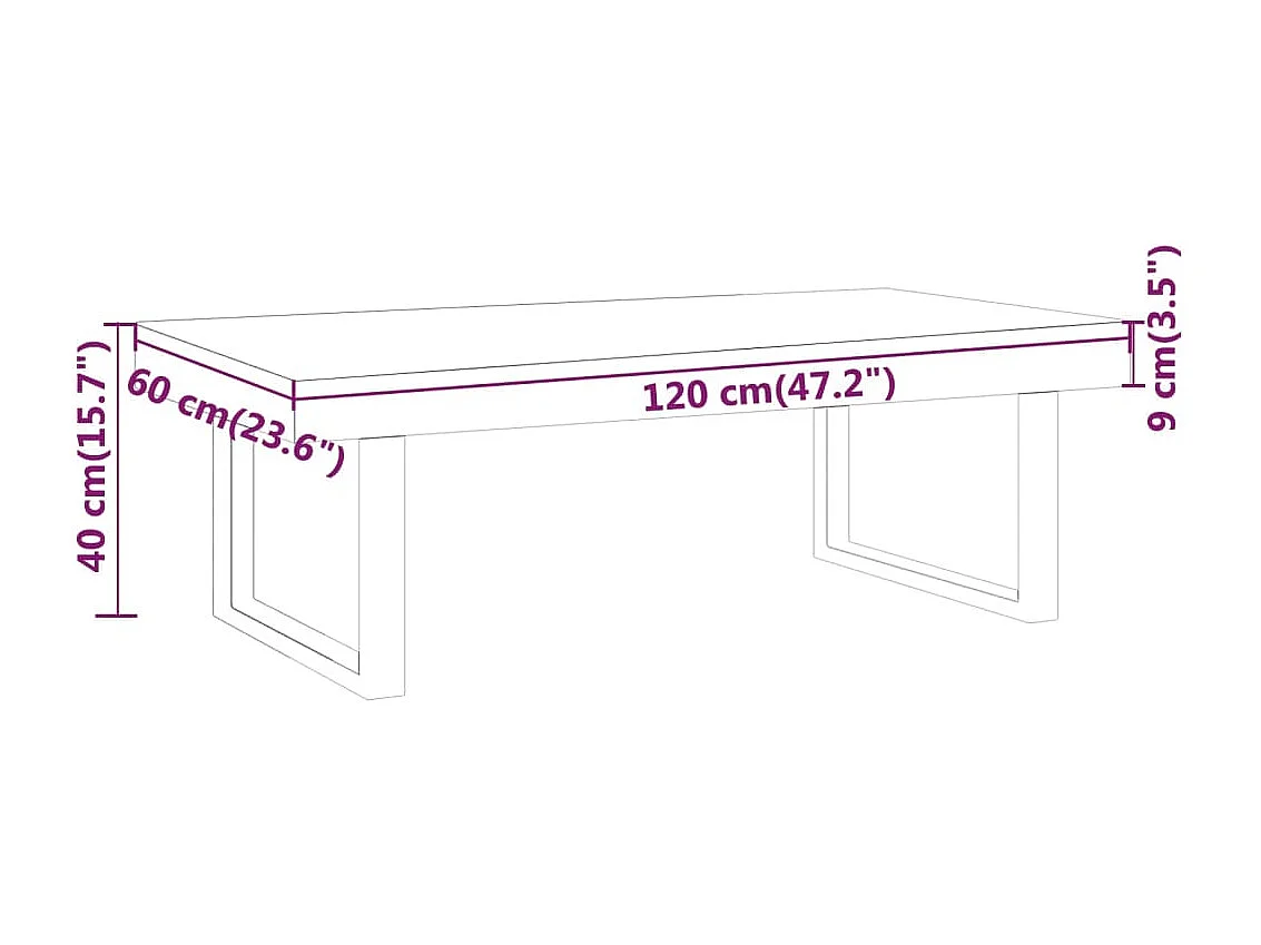 Mesa de centro Marrón oscuro y negro 120x60x40 cm MDF y hierro