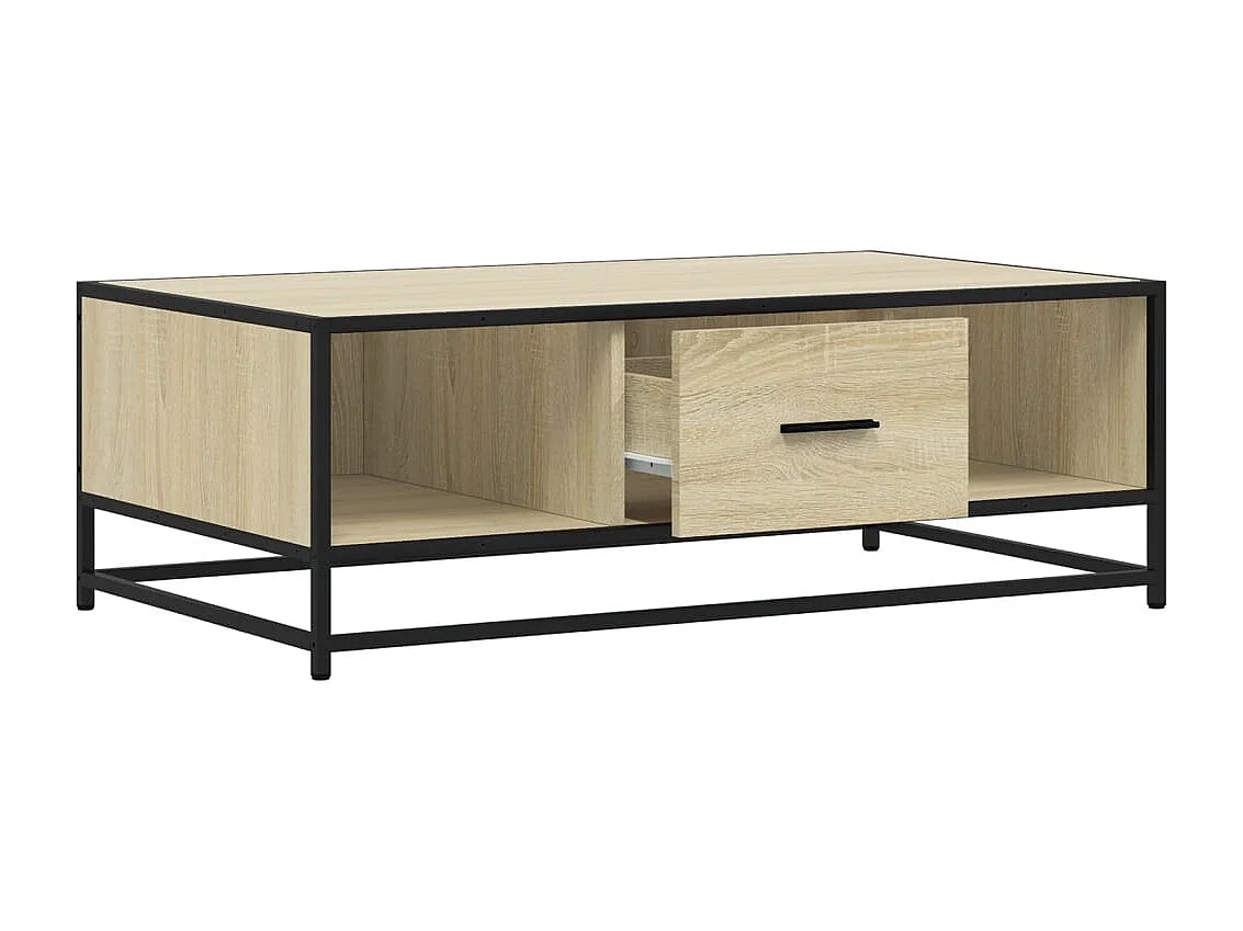 Mesa de centro de roble Sonoma 100x57x35cm madera de ingeniería y metal