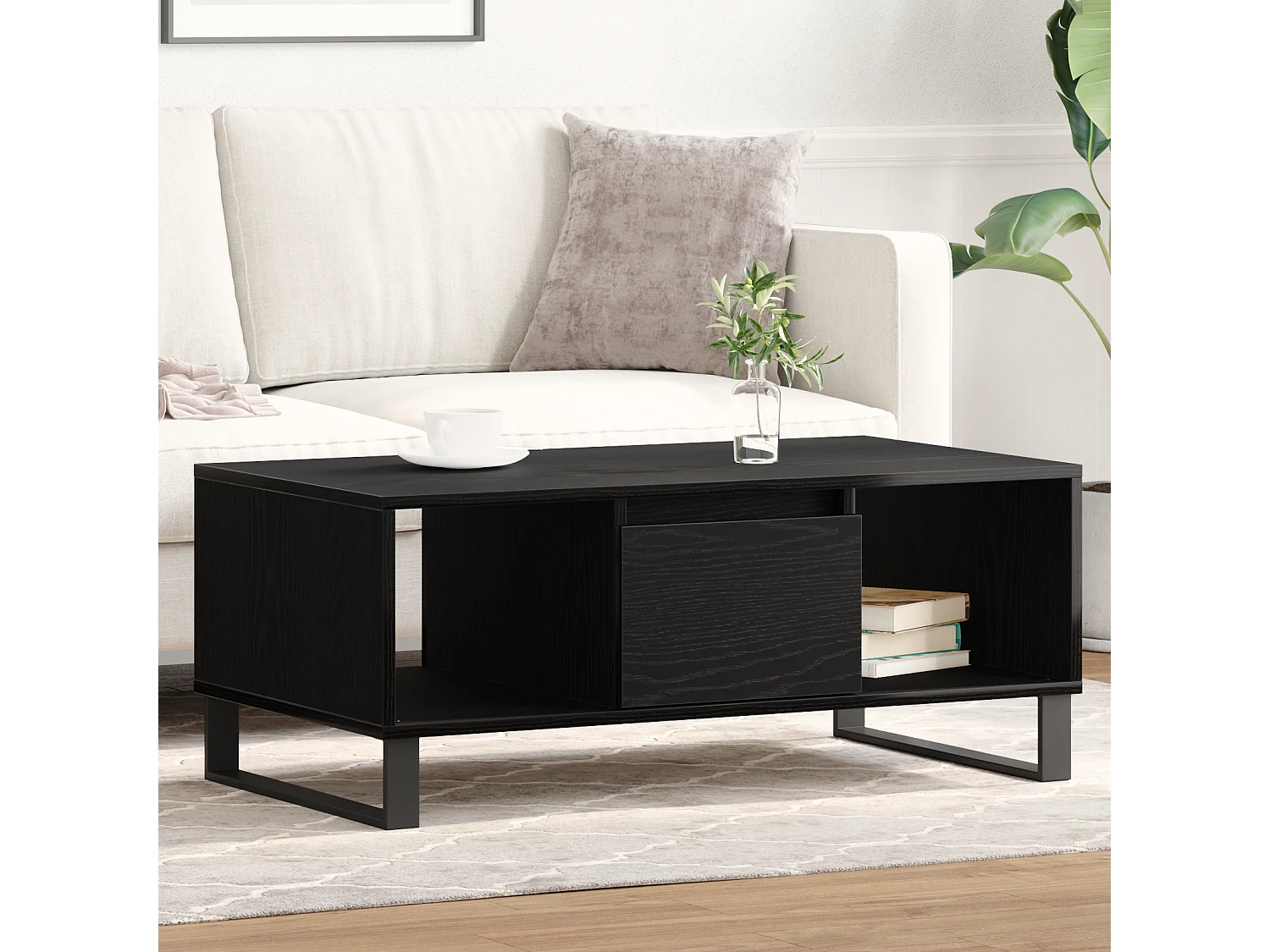 Table basse Chêne noir 90x50x36,5 cm Bois reconstitué