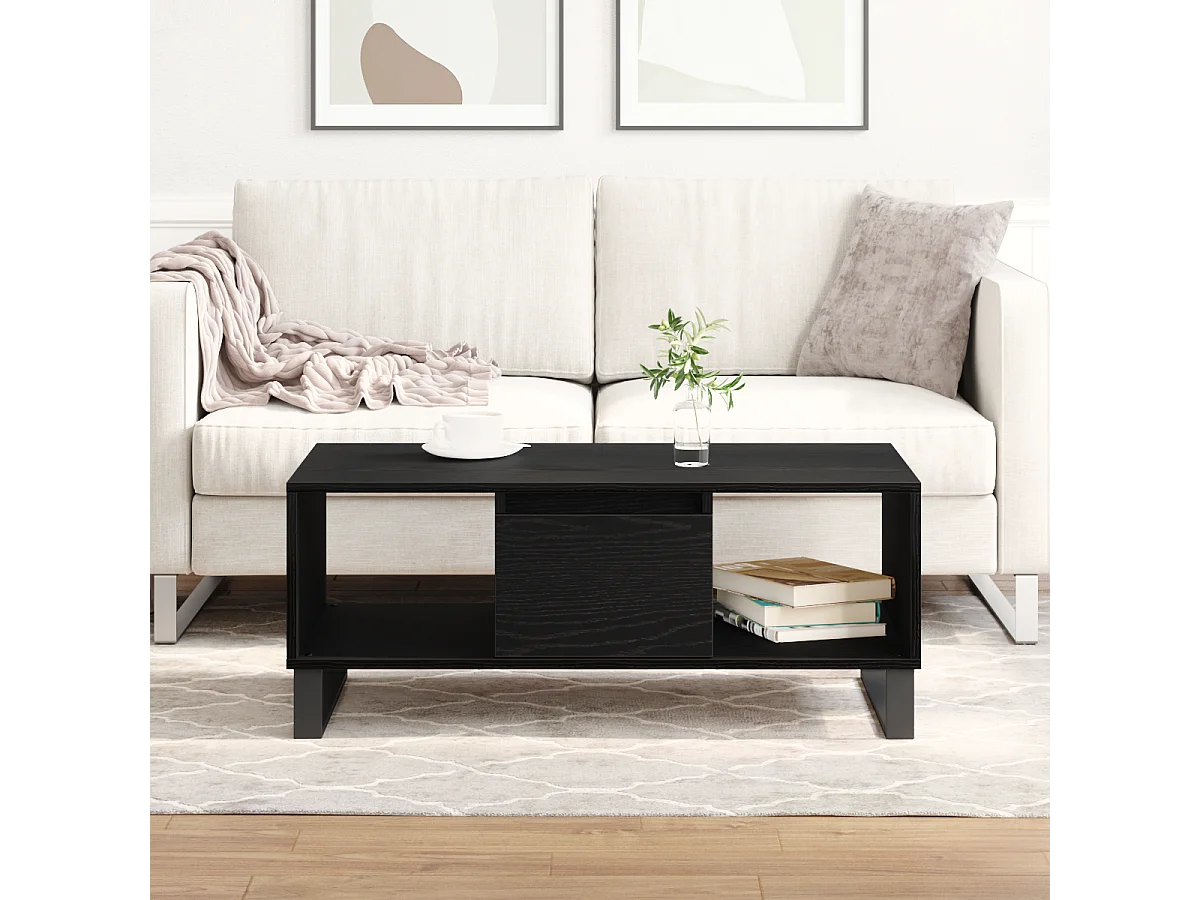 Table basse Chêne noir 90x50x36,5 cm Bois reconstitué