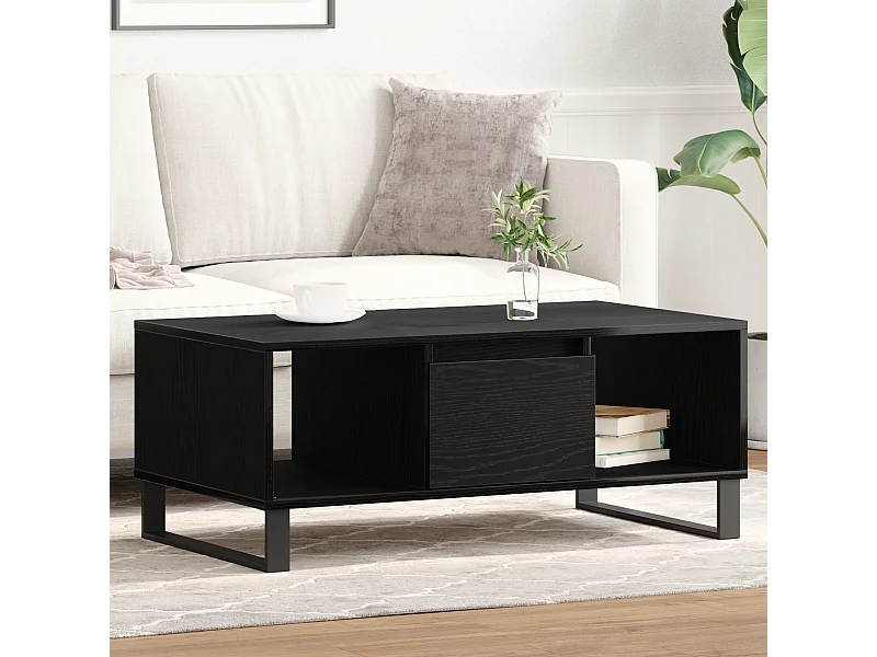 Table basse Chêne noir 90x50x36,5 cm Bois reconstitué